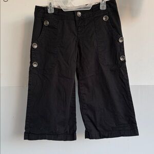 OAKLEY WIDE LEG STRETCH DENIM CAPRI PANTS (SHORTS?) SIZE 0 BLACK